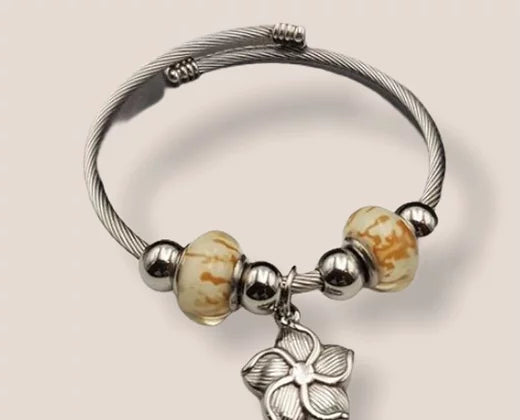 Love Flower Charm Bangle