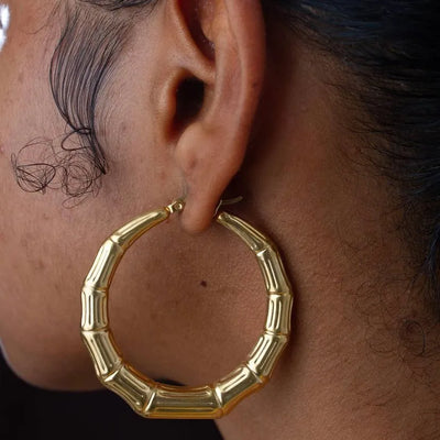 Alicia Bamboo Design Hoop Earring